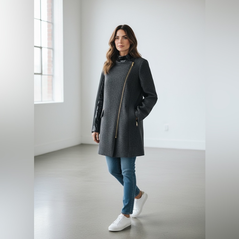Axara Paris Asymmetrical Wool Coat – Made in France – Size 36 (US S) - Picture 4 of 9